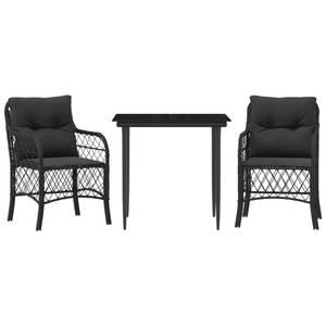 Bistro-Set-k452 ( 3-tlg ) Schwarz - Massivholz