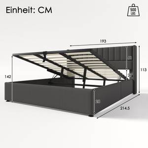 Polsterbett LEIN Ⅱ Grau - Breite: 193 cm