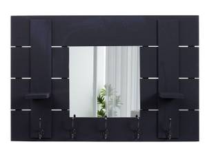 Garderobe murale C89 avec miroir Gris - Bois/Imitation - En partie en bois massif - 90 x 60 x 14 cm