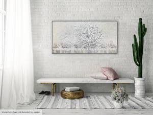 Acrylbild handgemalt Aufgebäumt Beige - Weiß - Massivholz - Textil - 120 x 60 x 4 cm