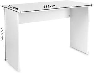 Bureau simple en bois blanc Blanc - Bois manufacturé - 60 x 76 x 114 cm