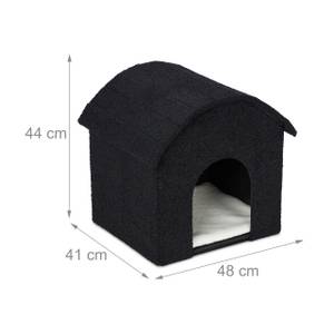 Schwarze Katzenhöhle mit Kratzfläche Schwarz - Weiß - Holzwerkstoff - Kunststoff - Textil - 48 x 44 x 41 cm