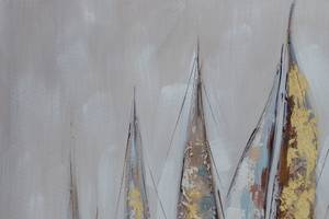 Acrylbild handgemalt Wind im Segel Grau - Massivholz - Textil - 80 x 80 x 4 cm