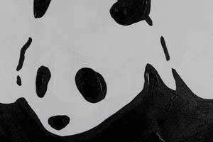 Tableau peint Banksy's Fighting Panda Noir - Blanc - Bois massif - Textile - 80 x 80 x 4 cm