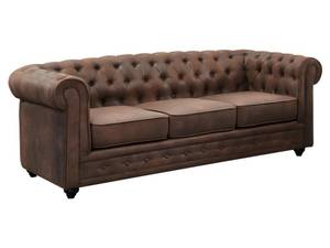 Ensemble canapé CHESTERFIELD Lot de 2 Marron - Textile - 88 x 72 x 205 cm