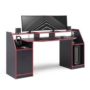 Bureau d'ordinateur Joel noir/rouge Hauteur : 90 cm