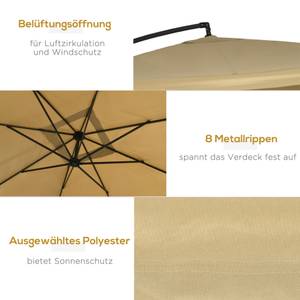 Ampelschirm mit Netzseiten 84D-215V00BG Beige - Metall - 295 x 260 x 295 cm