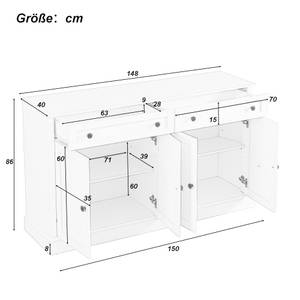 Sideboard Kommode Caelus Ⅴ Braun - Weiß - Holzwerkstoff - Metall - 40 x 86 x 150 cm