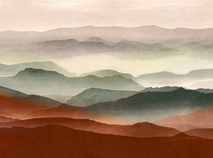 Fototapete Landschaft Beige - Grün - Violett - Rot - Kunststoff - Textil - 371 x 280 x 1 cm