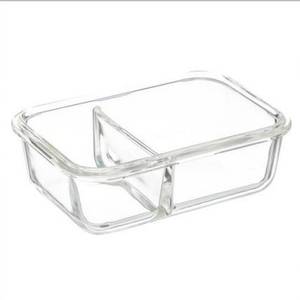 Lunch-Box aus Glas, 2-Fächer, 1 Glas - 15 x 8 x 21 cm