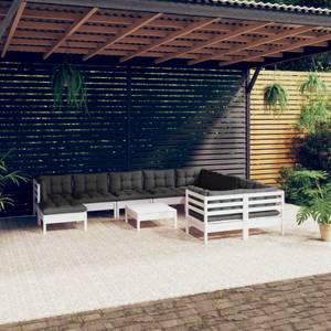 11-tlg. Garten-Lounge-Set mit Kissen Weiß