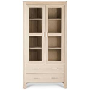 Vitrineschrank Paris Weißöl-Oberfläche Braun - Massivholz - 100 x 190 x 42 cm