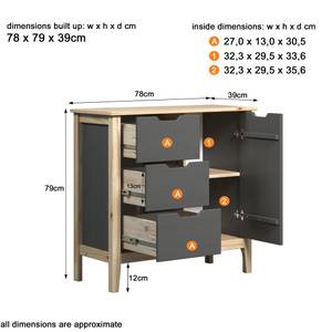 Kommode Latera Glas Grau - Grau