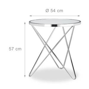 Beistelltisch Milchglas Medium Silber - Weiß - Glas - Metall - 54 x 57 x 54 cm