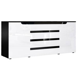 Sideboard Sylt V2 Schwarz - Hochglanz Weiß