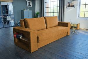 Sofa JULIA 3-Sitzer Velvet Braun - Massivholz - Textil - 253 x 96 x 107 cm