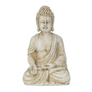 Buddha Figur sitzend 30 cm Weiß - Kunststoff - Stein - 19 x 30 x 12 cm