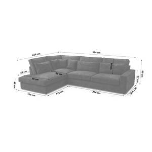 Ecksofa Eckcouch Couch Haidi Grau - Ecke davorstehend links