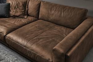 Big Sofa RAINA Braun - Echtleder - Textil