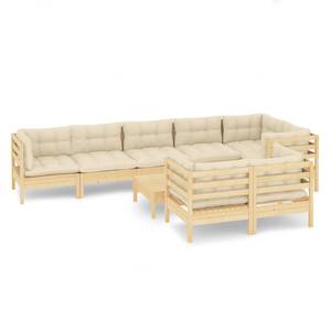 Garten-Lounge-Set Weiß - Massivholz - 64 x 29 x 64 cm