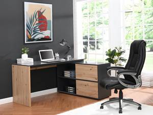 Bureau traditionnel COLIOBA Noir - Bois manufacturé - 124 x 75 x 150 cm