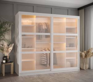 ARMOIRE À PORTES COULISSANTES FLUTES Largeur : 200 cm - Argenté