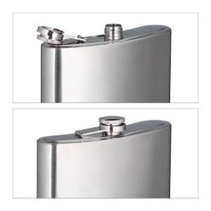 Flachmann XXL 1,8l aus Edelstahl Silber - Metall - 18 x 29 x 5 cm