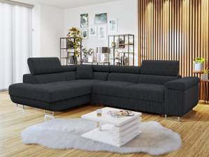 Ecksofa Torezio Cord Schwarz - Ecke davorstehend links