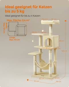 Kratzbaum Colin Beige - Holzwerkstoff - 45 x 143 x 55 cm