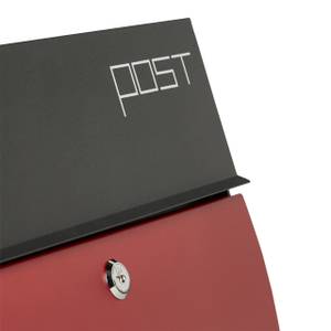 Design Briefkasten mit Zeitungsfach Schwarz - Rot