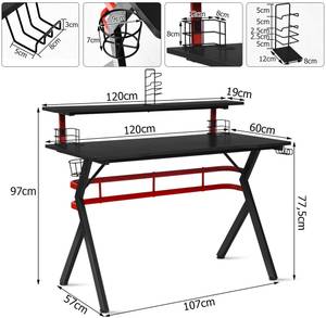 Gaming Tisch mit Monitorständer Schwarz - Holzwerkstoff - 60 x 97 x 120 cm