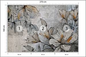 Fototapete BLUMEN Pflanzen Beton Vintage 270 x 180 x 180 cm