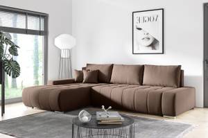 Ecksofa Eckcouch Bonari L Form Couch Dunkelbraun - Ecke davorstehend links