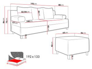 Schlafsofa Dover Cord mit Hocker Grau