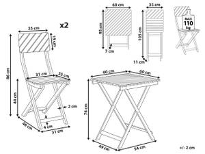 Bistro Set ARDORE 3-tlg Braun - Massivholz - 60 x 74 x 60 cm