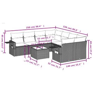 Gartensitzgruppe K6178(9-tlg) Schwarz - Massivholz - 69 x 62 x 55 cm