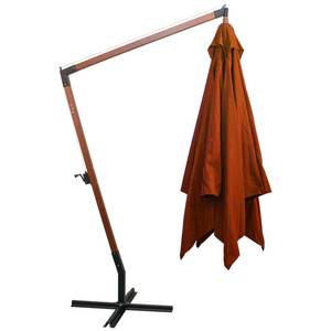 Parasol suspendu 3005780 Orange - Métal - Bois massif - 300 x 280 x 300 cm