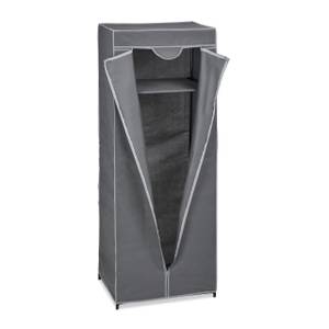 Stoffschrank mit Kleiderstange Grau - Metall - Kunststoff - Textil - 60 x 157 x 45 cm