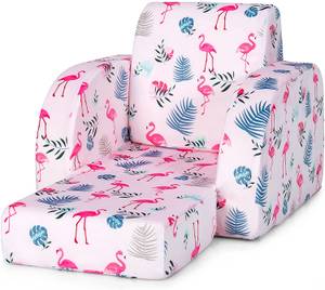 3 in 1 Kindersofa Klappbar Pink - Textil - 47 x 29 x 92 cm