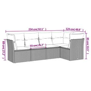 Gartensitzgruppe K5564(5-tlg) Braun - Massivholz - 69 x 124 x 234 cm