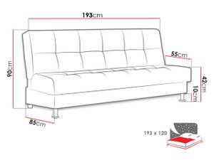 Schlafsofa Enduro III Grau - Holz teilmassiv - 193 x 90 x 85 cm