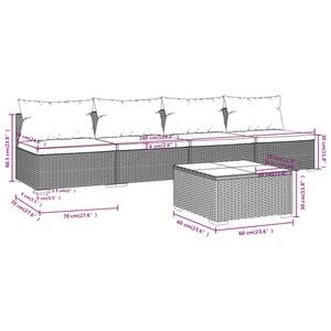 Garten-Lounge-Set (5-teilig) 3013629-3 Braun - Weiß - Metall - Polyrattan - 60 x 30 x 60 cm