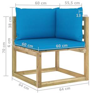 Ecksofa 3009699-1 Blau - Holzwerkstoff - Holzart/Dekor - 64 x 70 x 64 cm