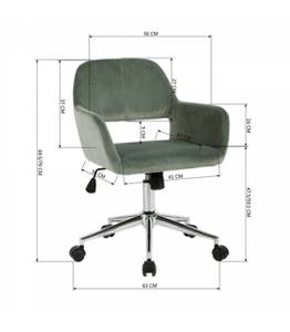 Verstellbarer Bürostuhl aus Velour Grün