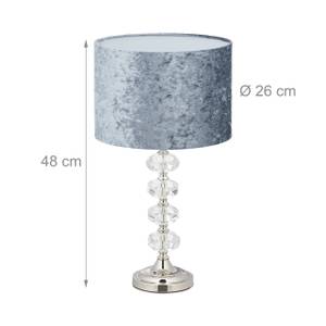 Lampe de table avec abat-jour en velours Gris - Argenté - Verre - Métal - Textile - 26 x 48 x 26 cm