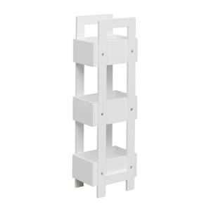 Étagère de salle de bains RE6738 Blanc - En partie en bois massif - 20 x 88 x 28 cm