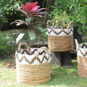 Korb Raja 2-er Set Beige - Naturfaser - 45 x 50 x 45 cm