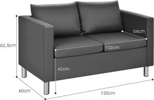 2 Sitzer Sofa Grau - Holzwerkstoff - 60 x 63 x 120 cm