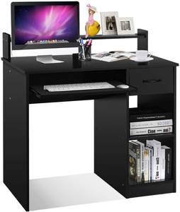 Computertisch mit Ablage Schwarz - Holzwerkstoff - 48 x 92 x 90 cm