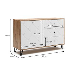 Sideboard Nizza 40255 Eiche Sand Dekor - Weiß - 128 x 78 x 40 cm